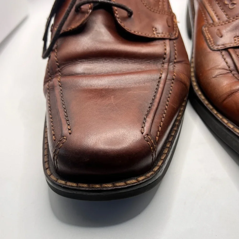 Ecco Brown Leather Shoes Oxford‎ Lace Up Comfort Casual Size 43. US 10